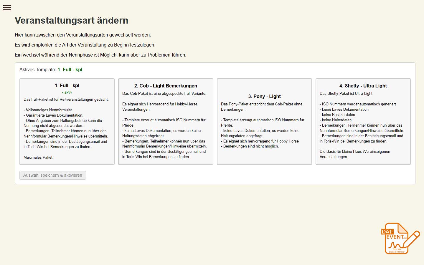 Hinweiszexte bearbeiten